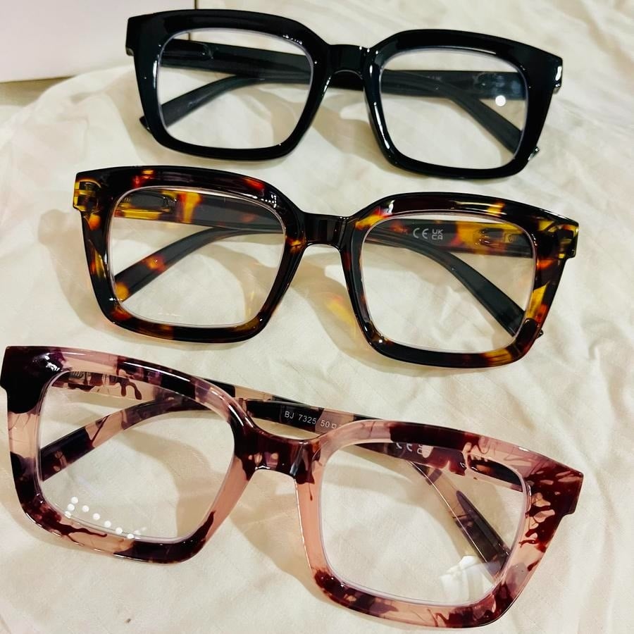 👓3-pak tortoiseshell læsebriller - Blålysblokerende oversized firkantede læsebriller