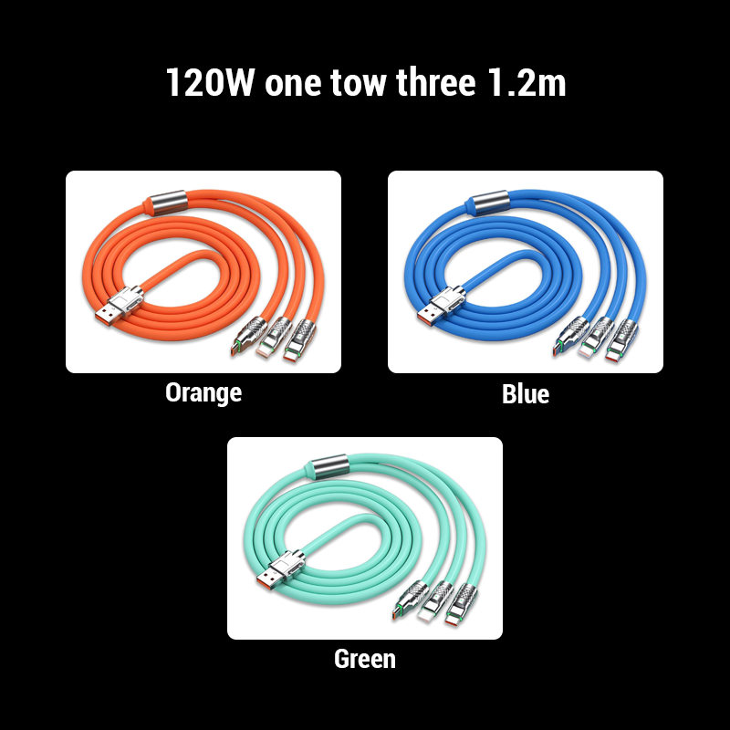 120w superhurtig opladning 3-i-1 datakabel