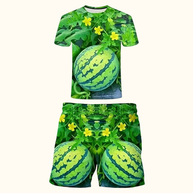 🍉 Sjovt T-shirt-sæt med vandmelon-print
