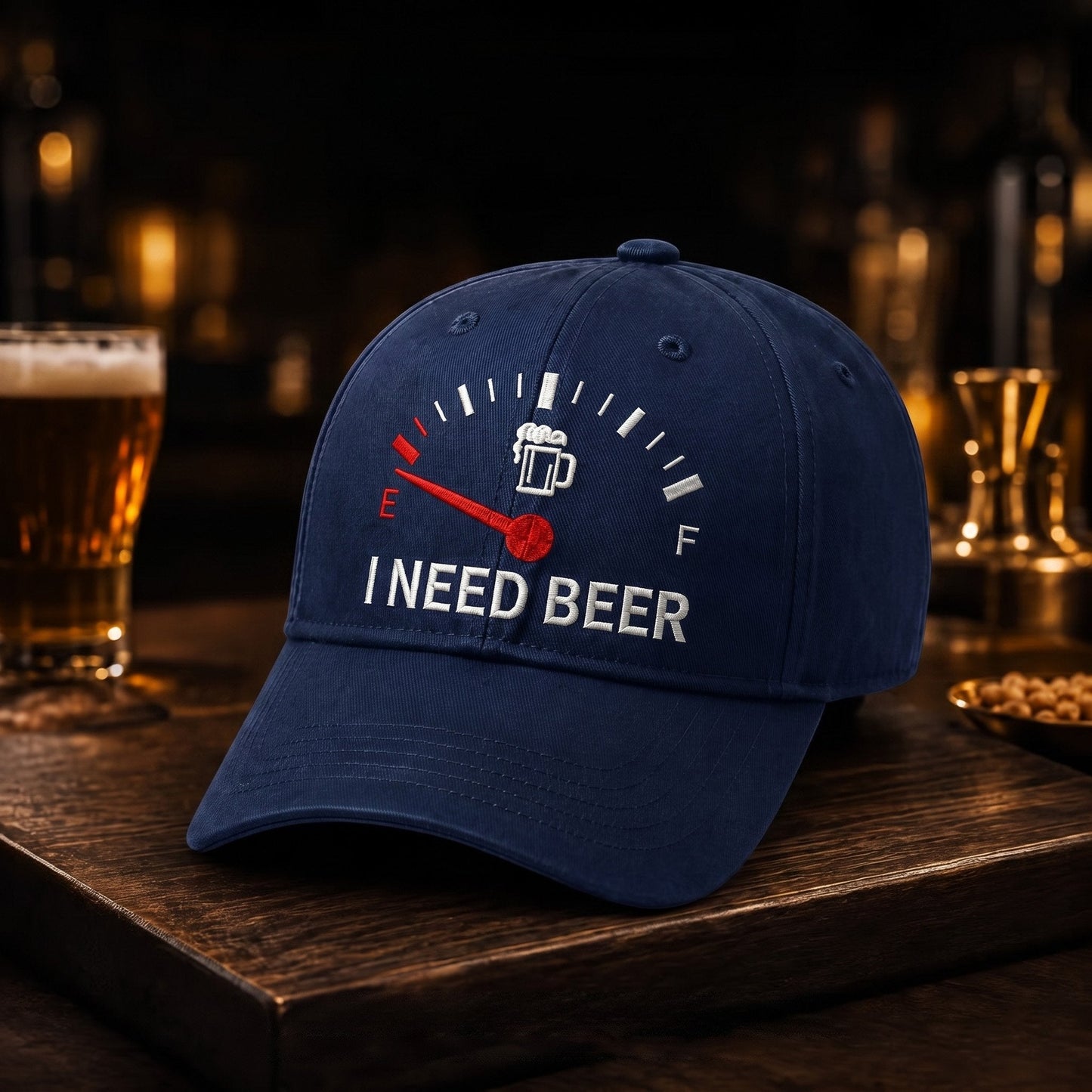🍺 »I NEED BEER«-broderet baseballkasket – Unisex-kasket til minde🧢 100 % bomuld