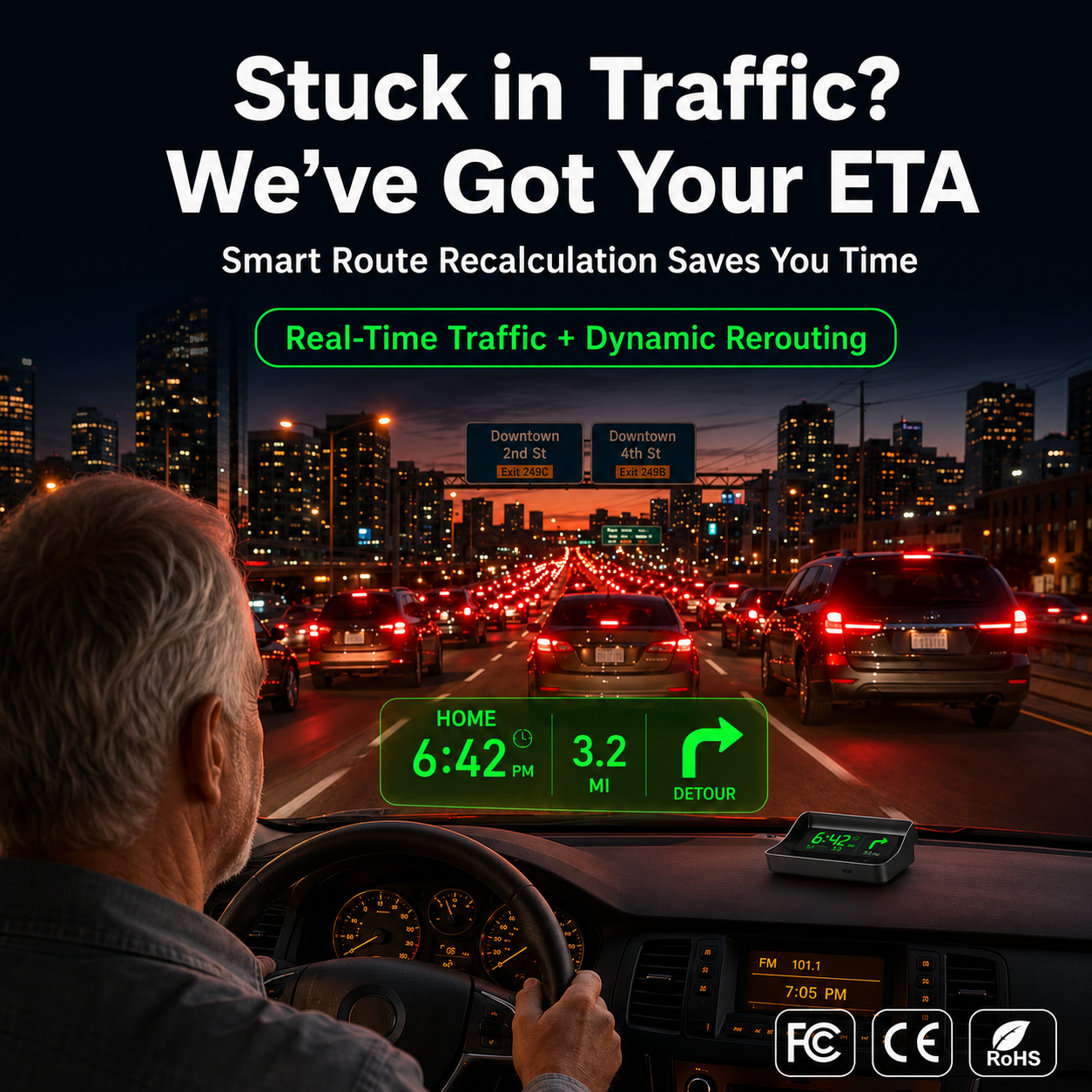 Head-Up Display (HUD) – GPS til bilen med digitalt speedometer