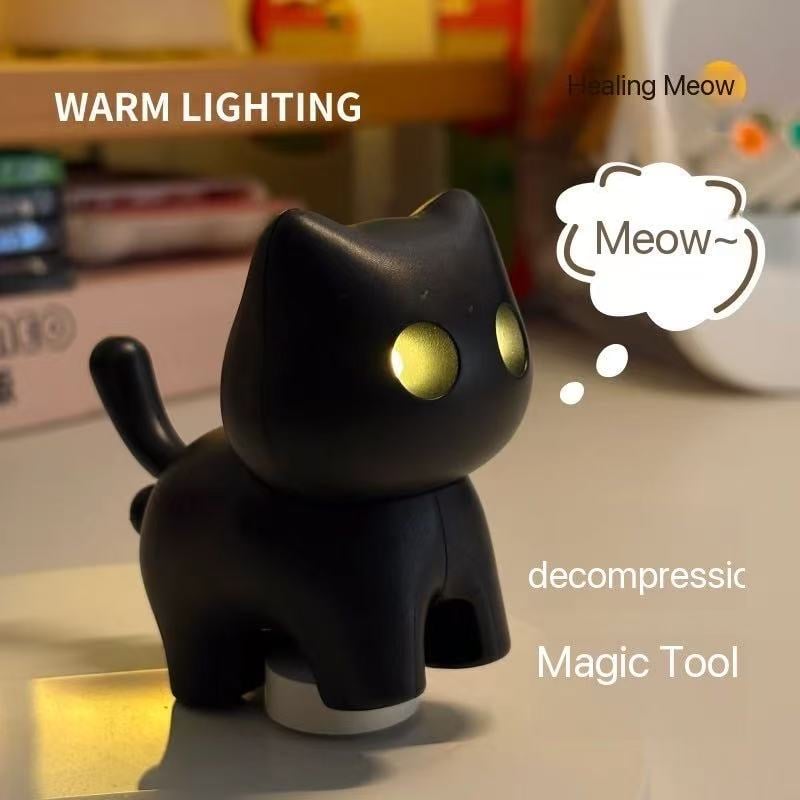 🌙 Nøglering med sort kattenatlamp