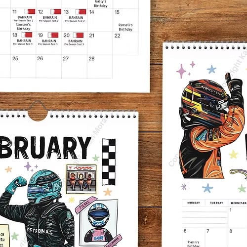 🏎️📅F1 Scrapbook Race Calendar 2026 — Den ultimative vægkalender for racerfans
