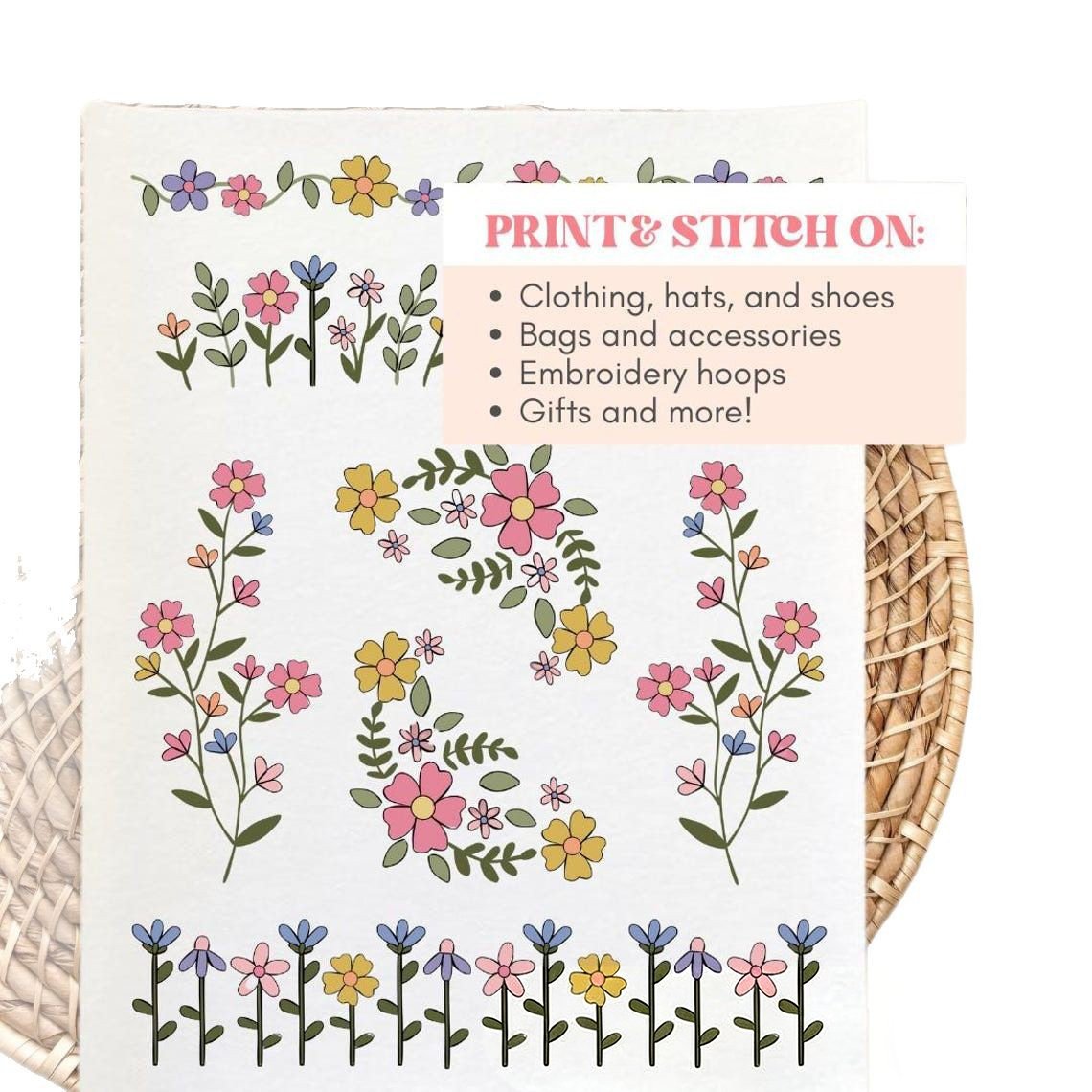 🌸Blomsterlinjer Designede blomsterbordurmønstre Broderimønstre – Broderi & Stitch for begyndere