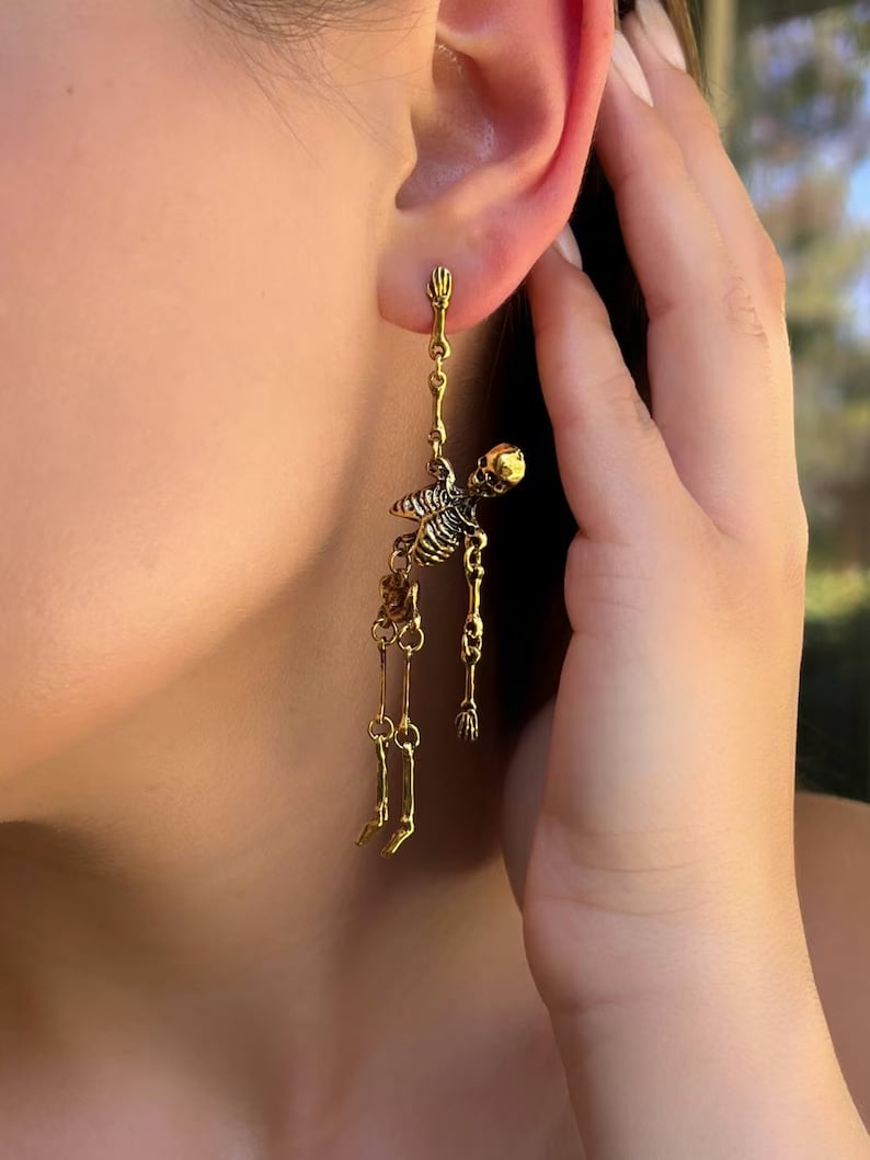 Guldskelet-øreringe/Gold Skeleton Earrings