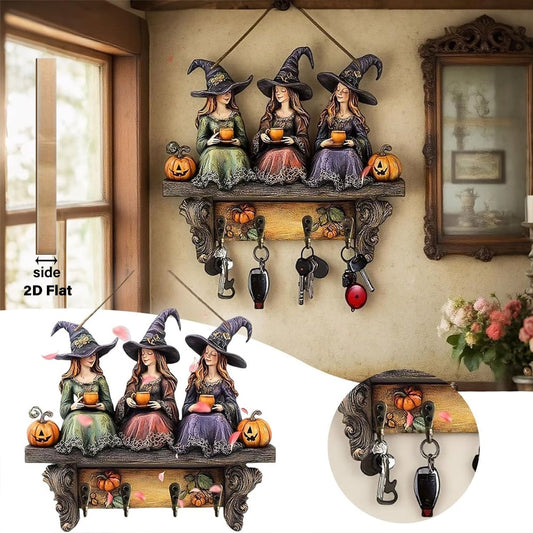 🎃2025 Halloween-heks nøglering træ vægdekoration