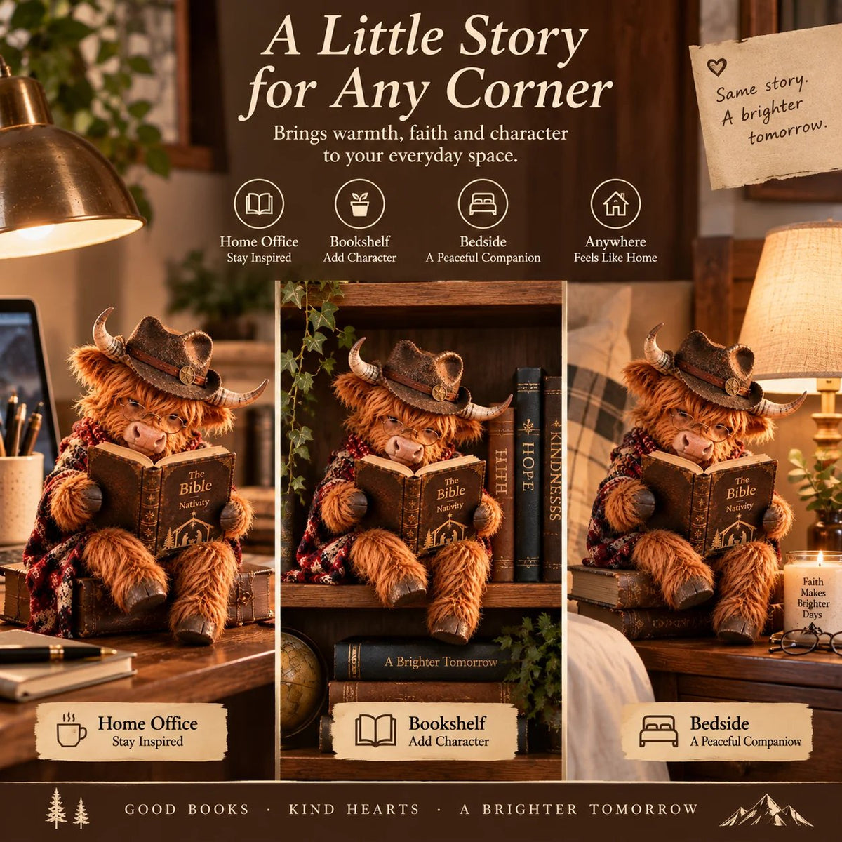 ⏳ Sidste dag med 49 % rabat – 🐮 Highland Cow-julefigur – en tro-inspireret gave til bogelskeren