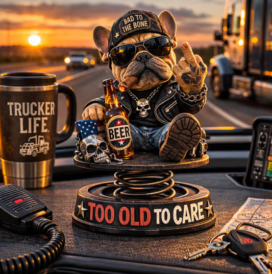 „Too Old To Care“ Rebel Eagle-bobblehead til instrumentbrættet – sjovt og sejt bilpynt til bilisten