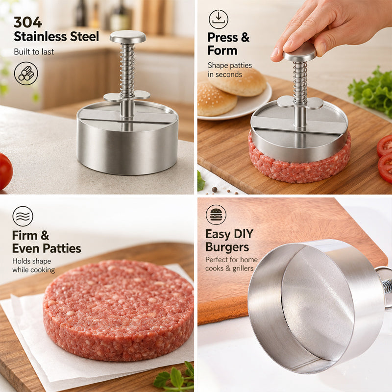 🍔 Burgerpresse i rustfrit stål | Lav nemt perfekte, ensartede bøffer