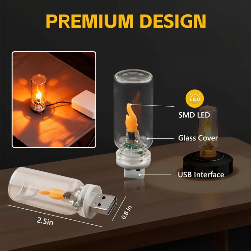 🔥USB-lampe med realistisk flamm