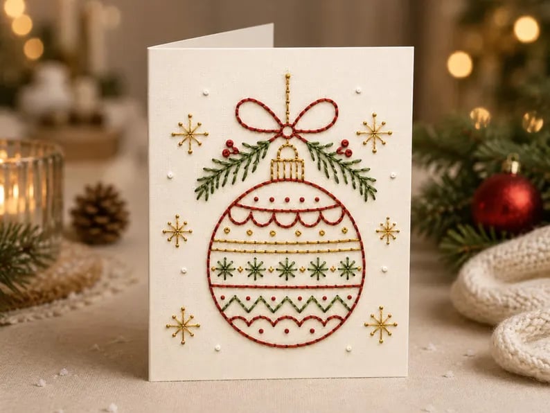🌲DIY-sæt til håndbroderet julekort | Broder dig ind i julestemningen ✨ 🎁