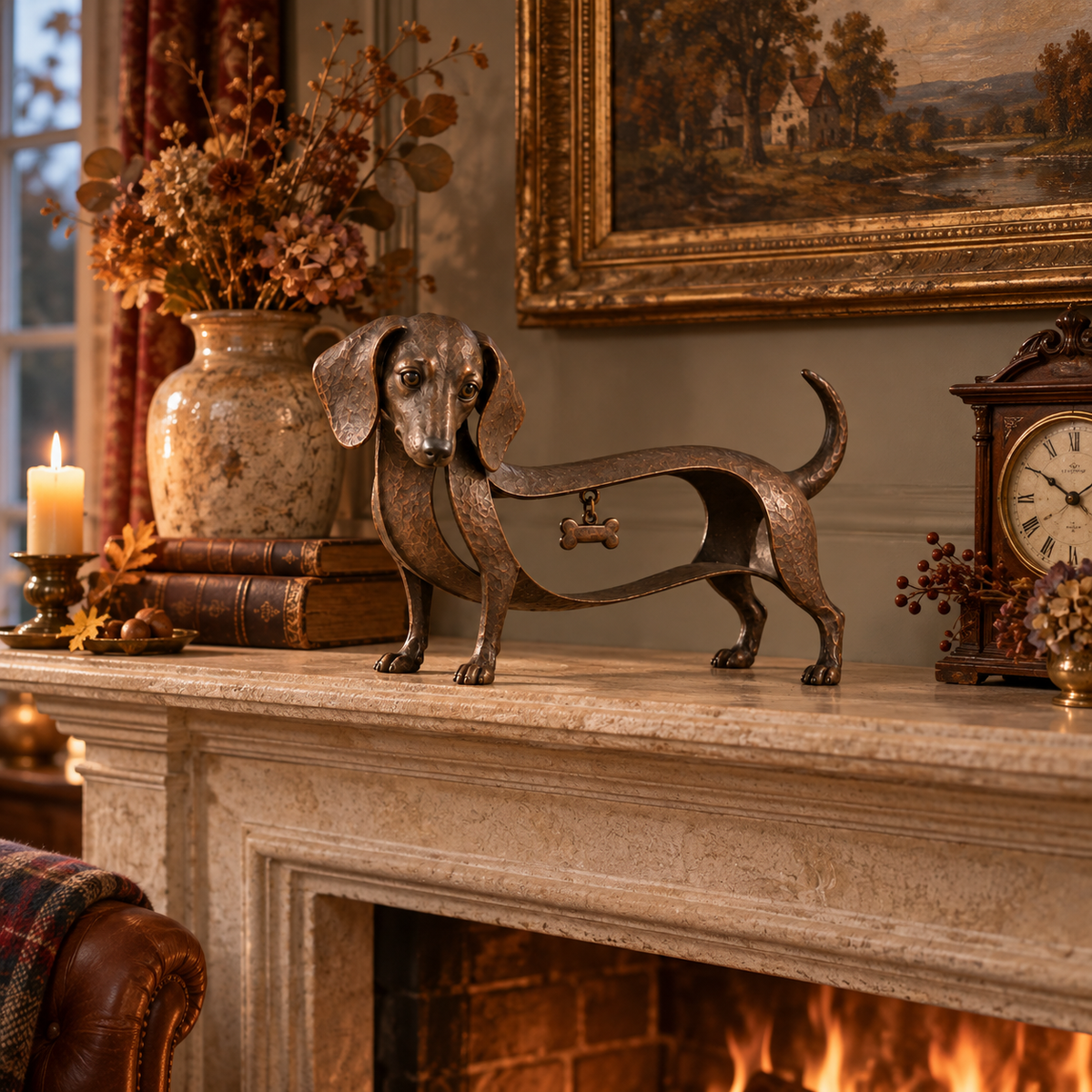 🐾Skulptur af en gravhund i vintage-stil – En tidløs klassiker / Vintage-pynt af smedejern i form af en gravhund