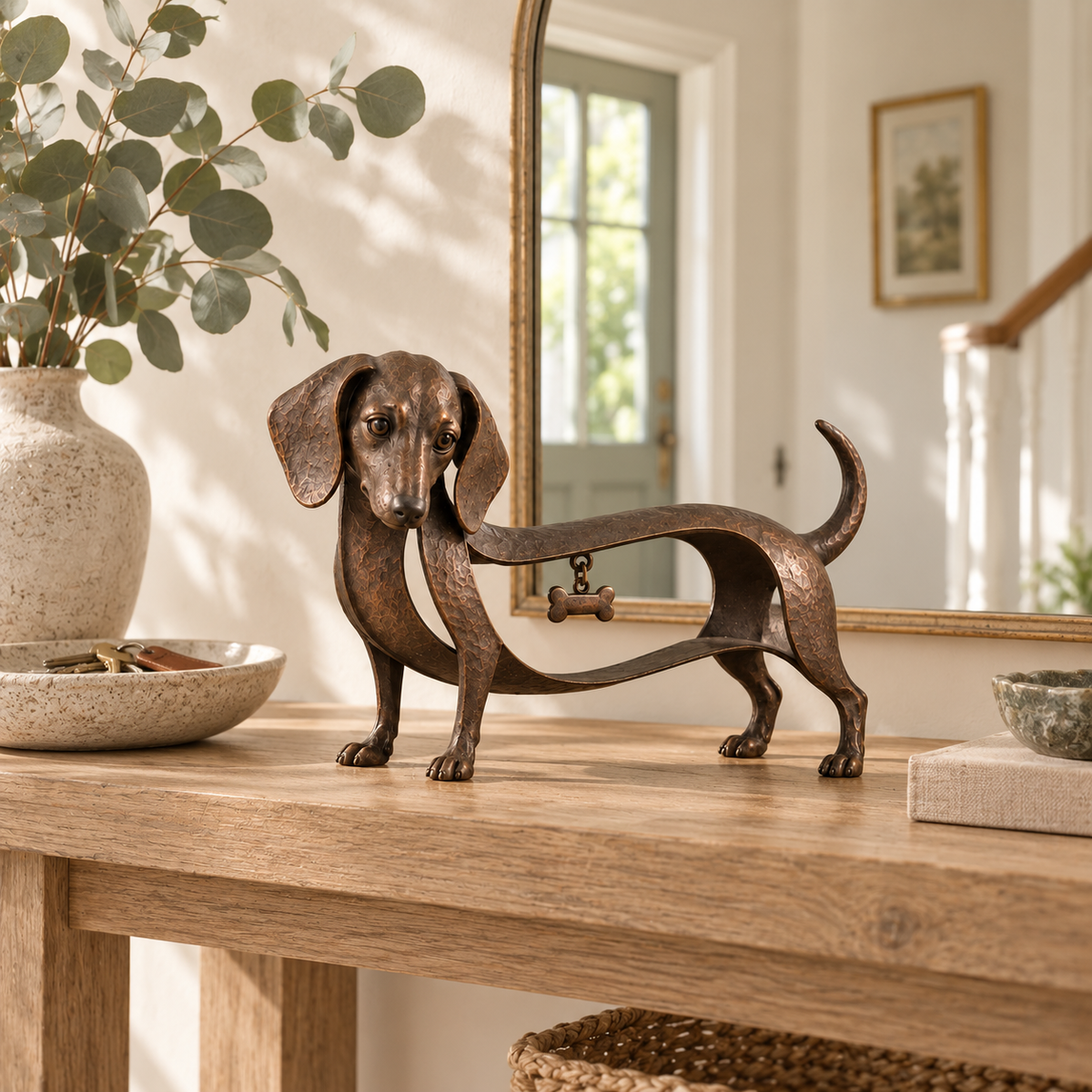 🐾Skulptur af en gravhund i vintage-stil – En tidløs klassiker / Vintage-pynt af smedejern i form af en gravhund