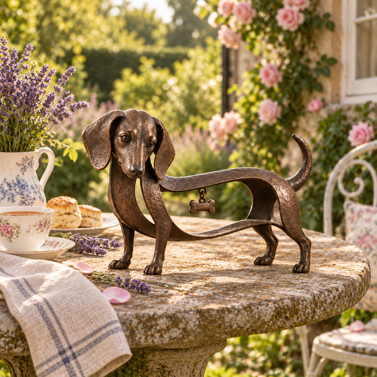 🐾Skulptur af en gravhund i vintage-stil – En tidløs klassiker / Vintage-pynt af smedejern i form af en gravhund