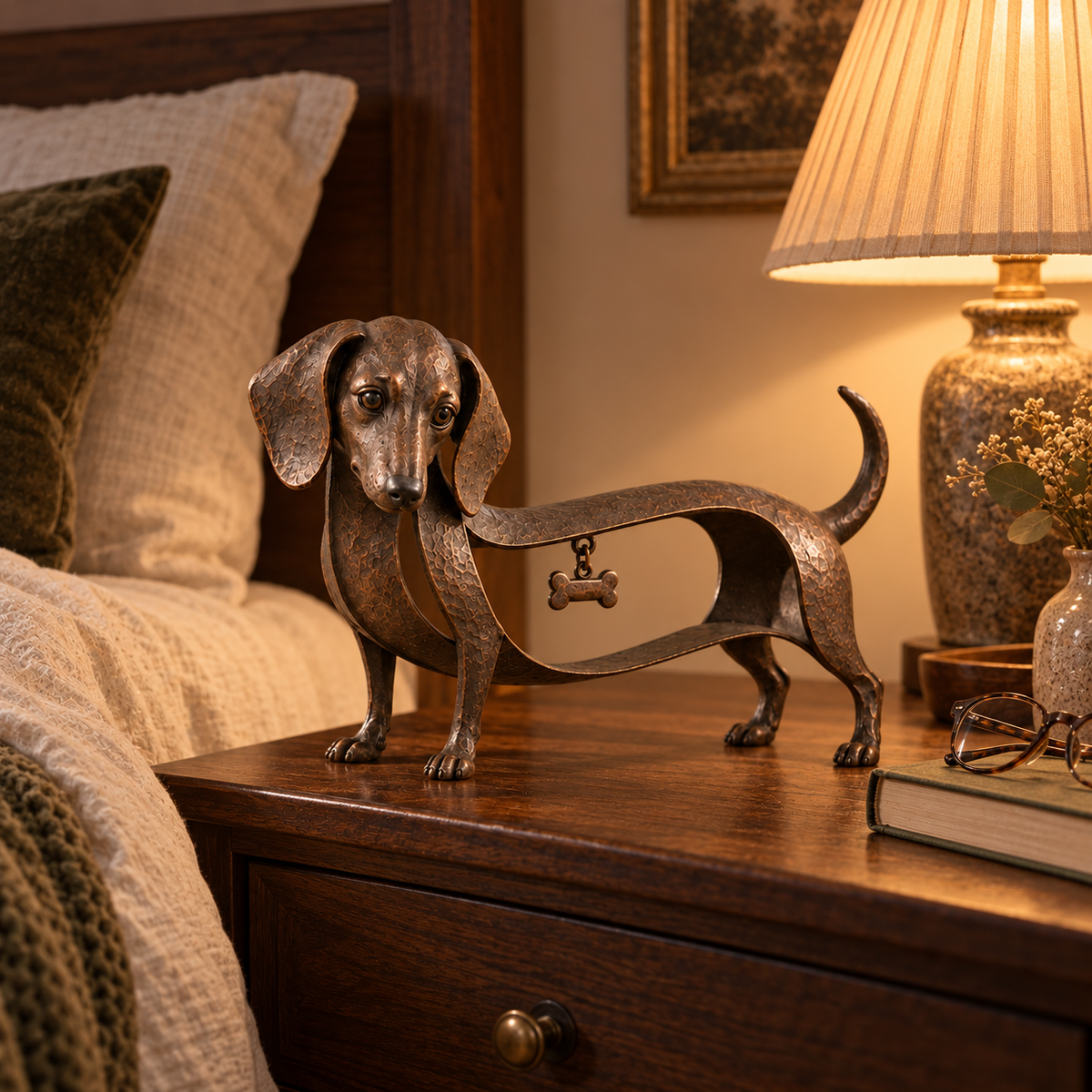 🐾Skulptur af en gravhund i vintage-stil – En tidløs klassiker / Vintage-pynt af smedejern i form af en gravhund