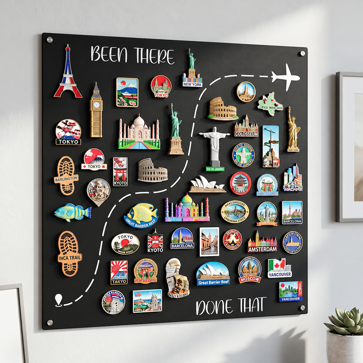 🌎✨Rejsemagnetbræt – 💕Hver magnet har sin egen historie. Hver rejse fortjener sin plads