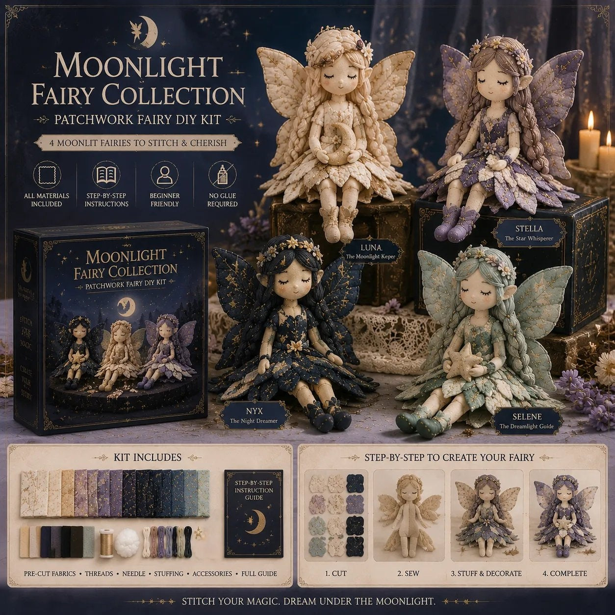 🔥SIDSTE DAG 50 % RABAT – 🧵Fairy Patchwork DIY-kollektion