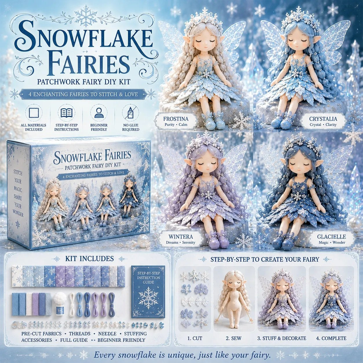 🔥SIDSTE DAG 50 % RABAT – 🧵Fairy Patchwork DIY-kollektion