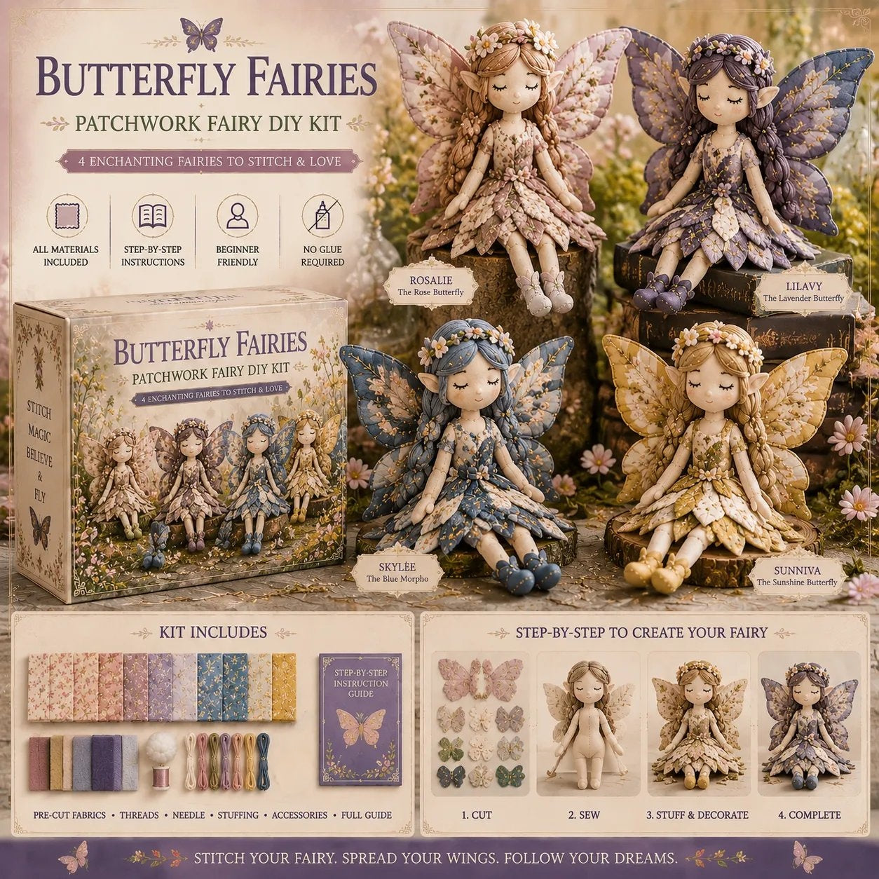 🔥SIDSTE DAG 50 % RABAT – 🧵Fairy Patchwork DIY-kollektion