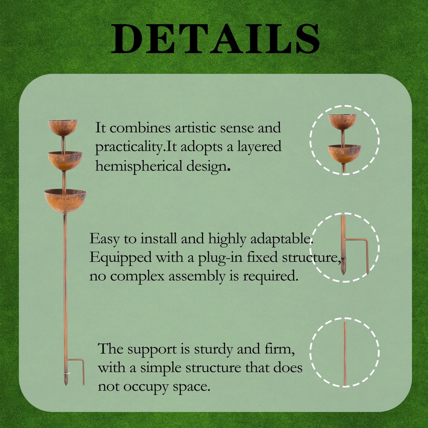 🌧️ Regnopsamler – planteholder🐦 Havepynt i metal