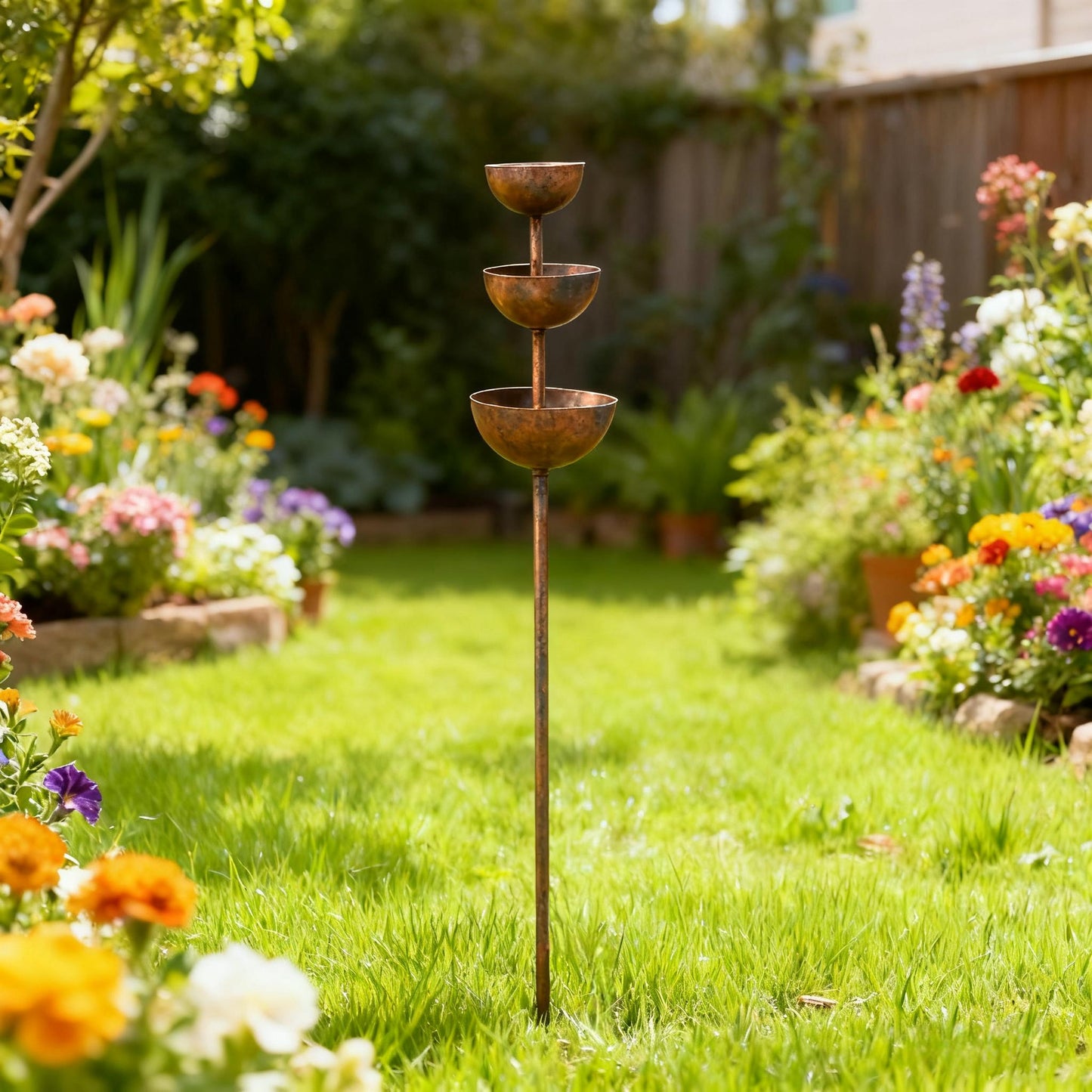 🌧️ Regnopsamler – planteholder🐦 Havepynt i metal