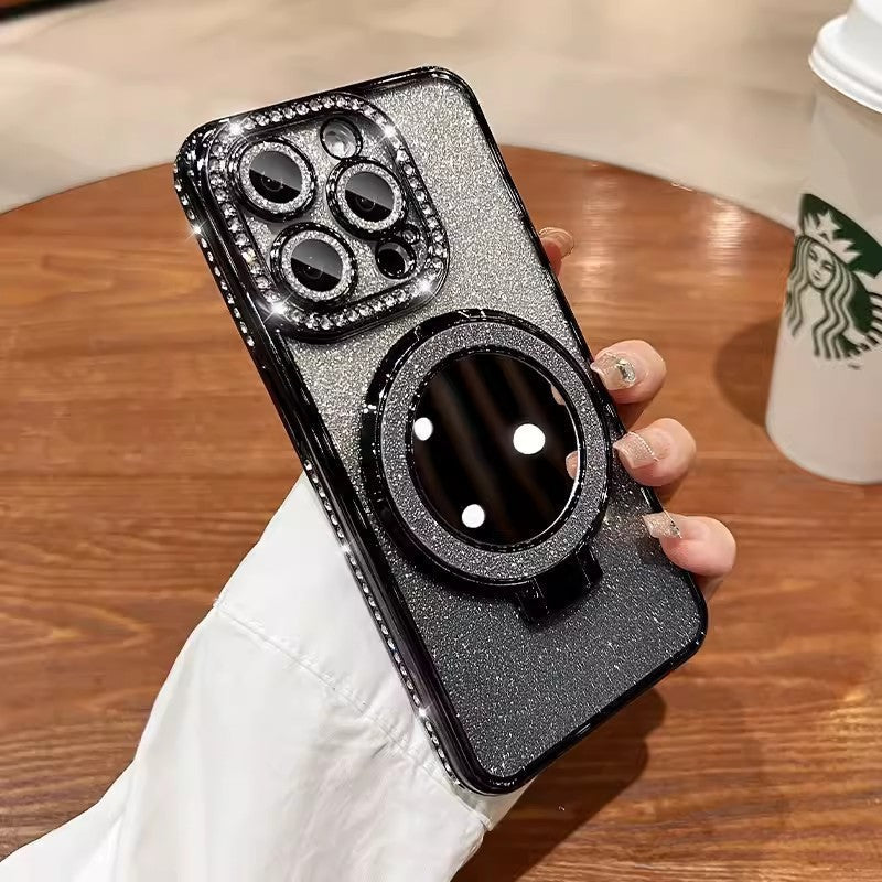 📲✨Gradient Glitter Holder Makeup Mirror Beskyttende etui