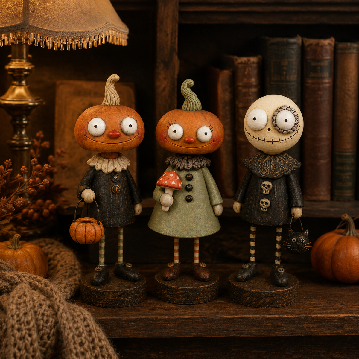 🎃Primitive Pumpkin Friends – Samling af vintage Halloween-figurer