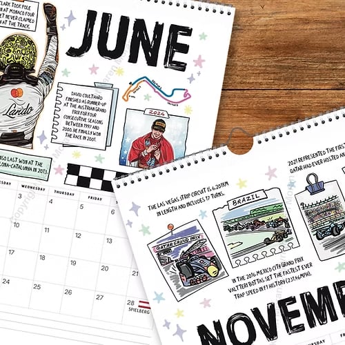 🏎️📅F1 Scrapbook Race Calendar 2026 — Den ultimative vægkalender for racerfans