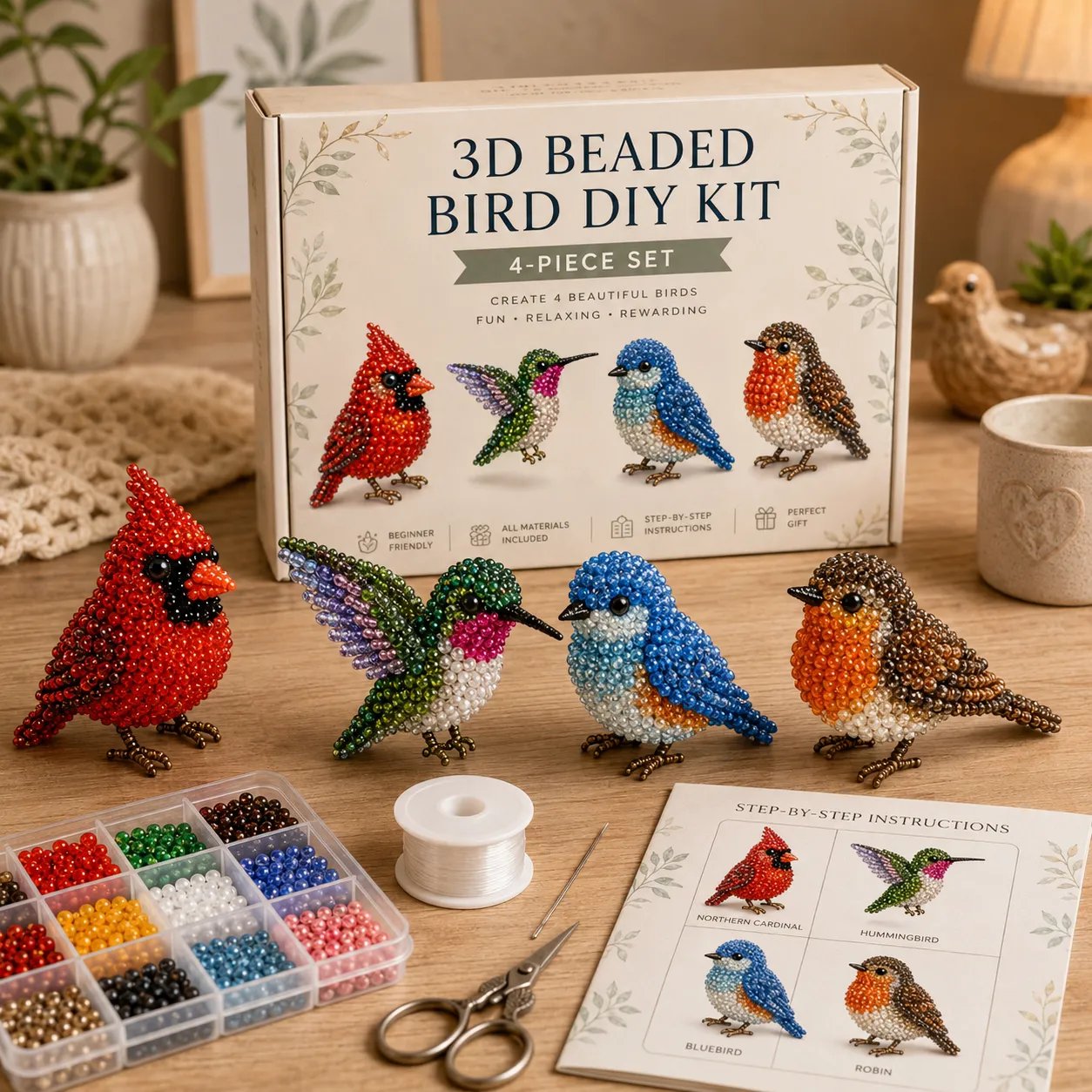 🧵✨ Bastelset für kleine 3D-Perlentiere
