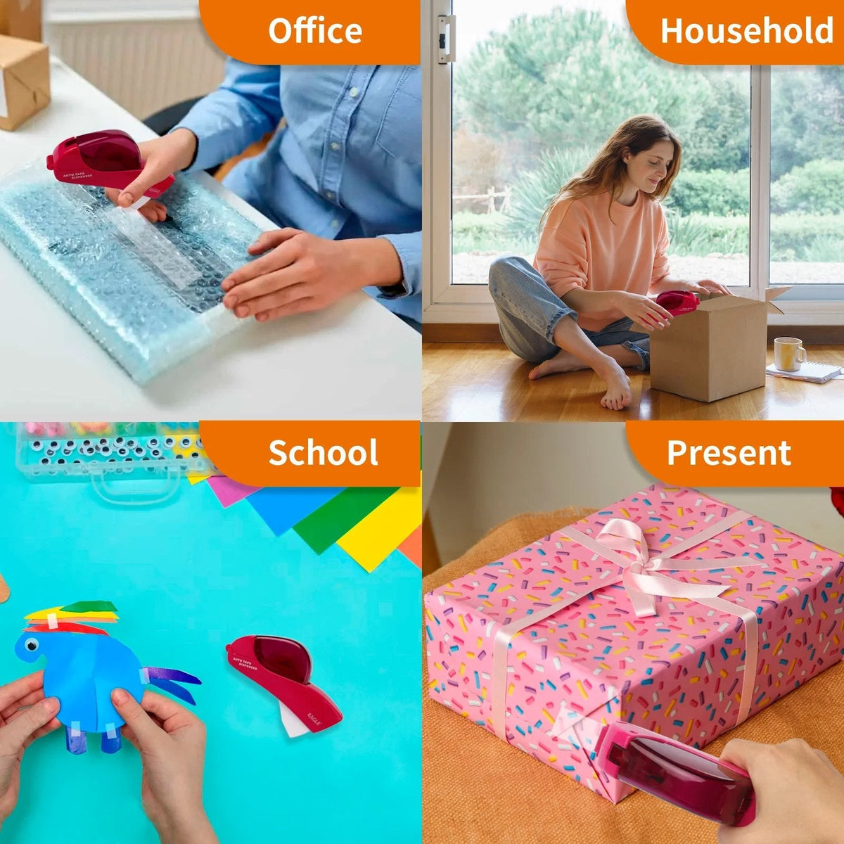 ✂️📦 Automatisk tape-dispenser – Pak det ind med én hånd!