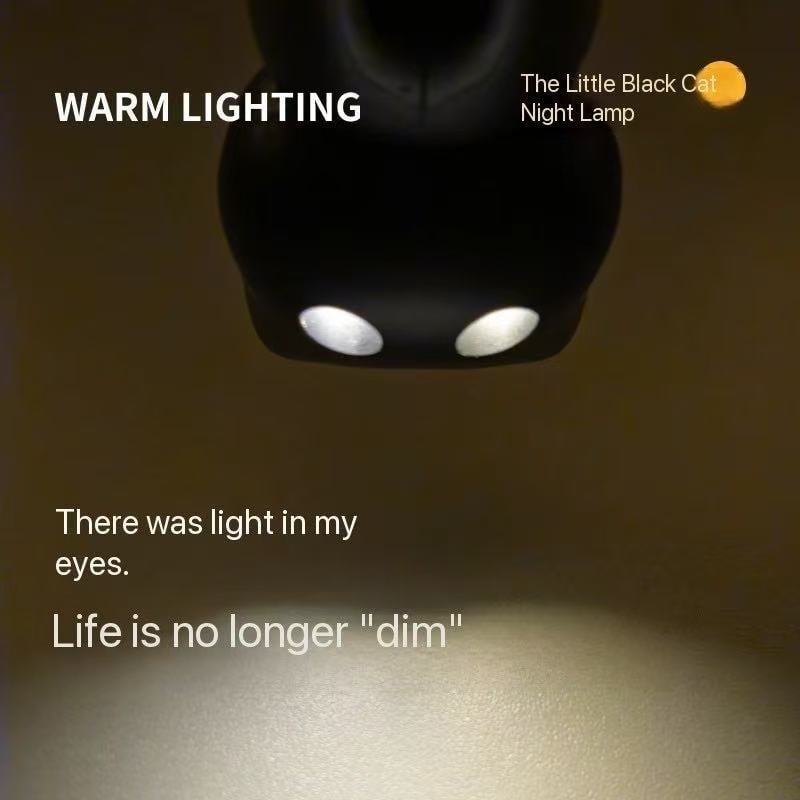 🌙 Nøglering med sort kattenatlamp