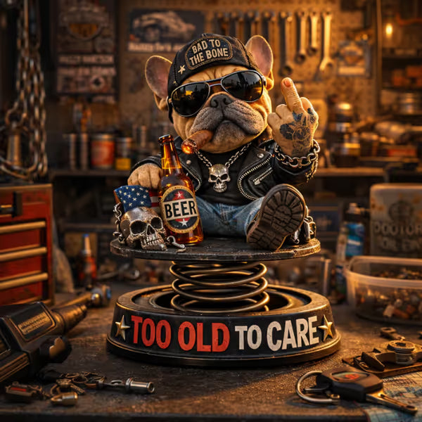 „Too Old To Care“ Rebel Eagle-bobblehead til instrumentbrættet – sjovt og sejt bilpynt til bilisten