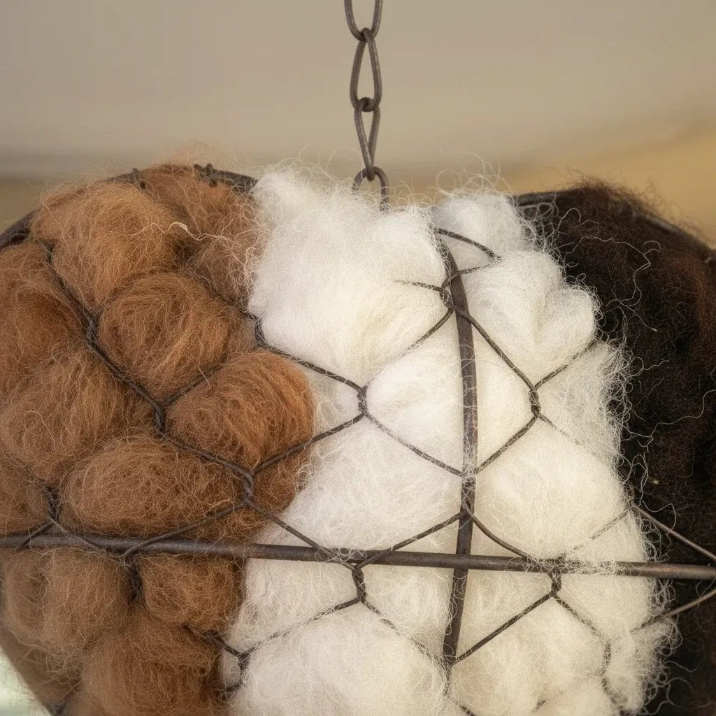 🕊️ Håndlavet fuglehus lavet af alpaca-fibre i form af et hjerte