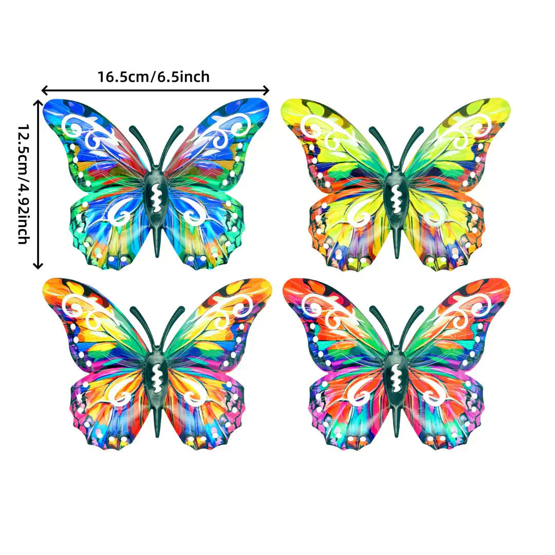 🦋Et komplet sæt! 4 stk. sommerfugle i metal til væggen🤩