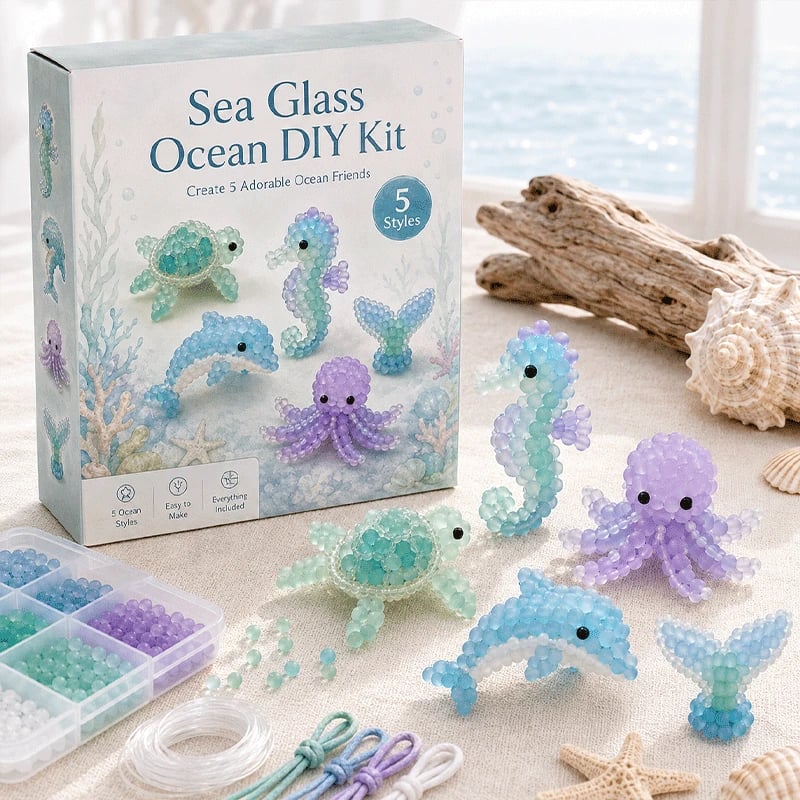 🐳 DIY-sæt til perler i frostet havglas-stil ✨