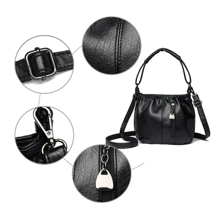Skrynklig design, mjuk läderväska 👜✨