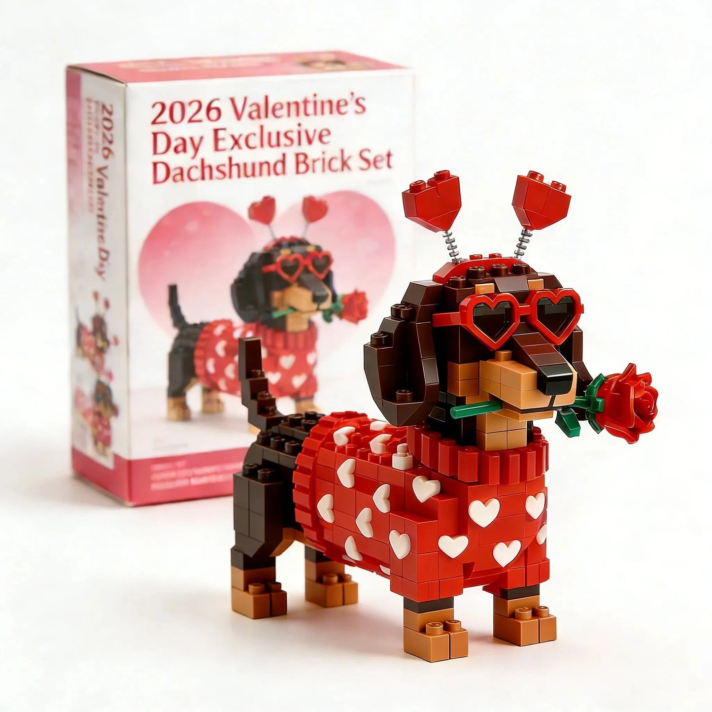💖 2026 Valentinsdagseksklusivt dachshund-klodsesæt