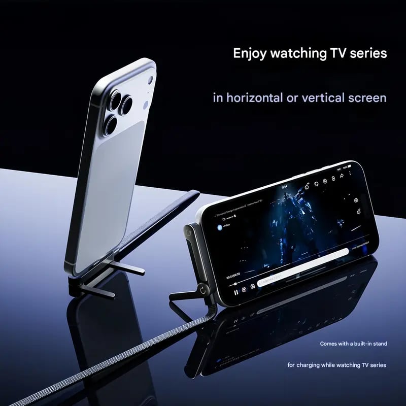 ⚡2-i-1 usynlig holder-opladerkabel – 240 W hurtigopladerkabel med indbygget telefonholder