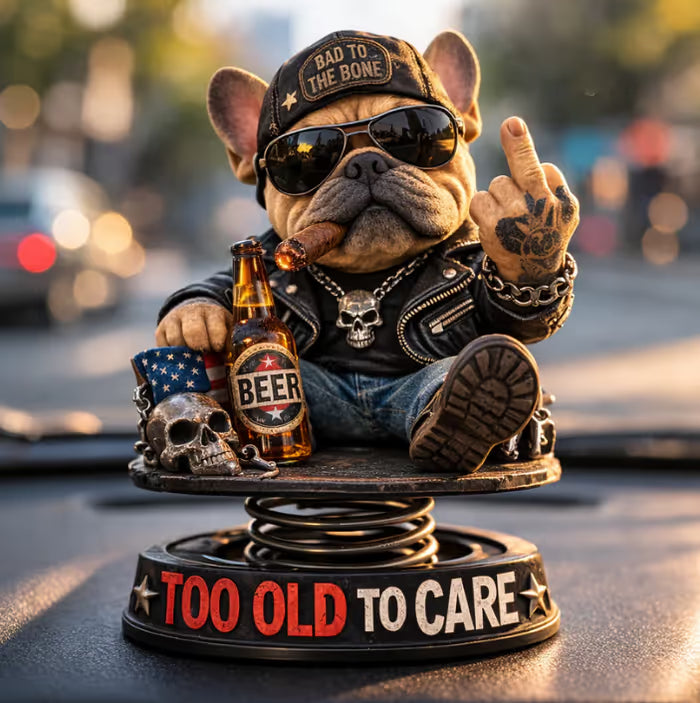 „Too Old To Care“ Rebel Eagle-bobblehead til instrumentbrættet – sjovt og sejt bilpynt til bilisten