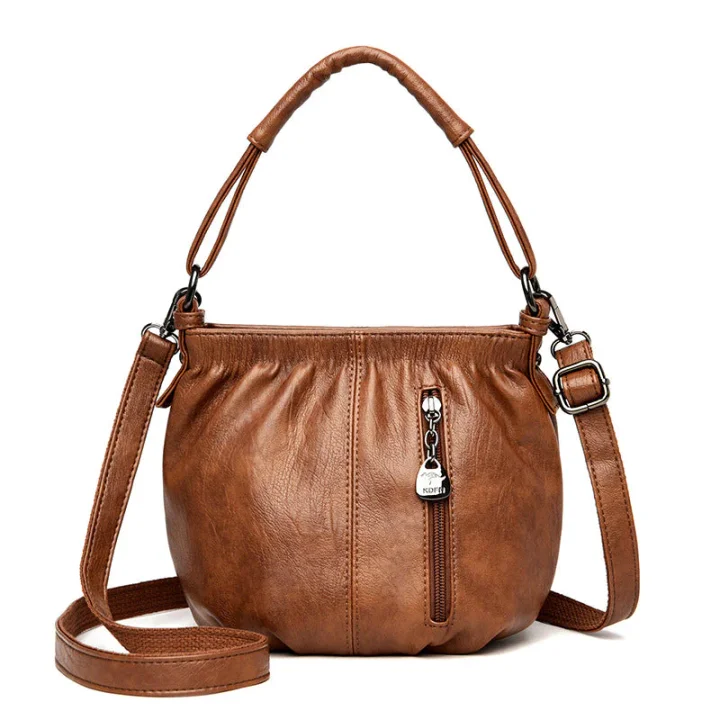Skrynklig design, mjuk läderväska 👜✨