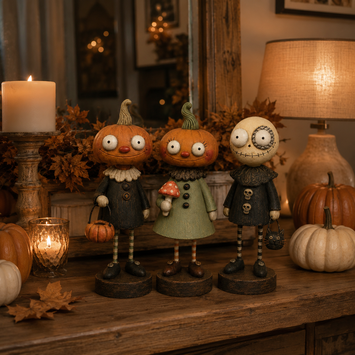 🎃Primitive Pumpkin Friends – Samling af vintage Halloween-figurer