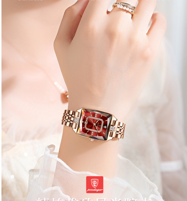 🔥Black Friday-megatilbud – 50 % rabat!🔥Dameur med rektangulært urskive og rhinsten