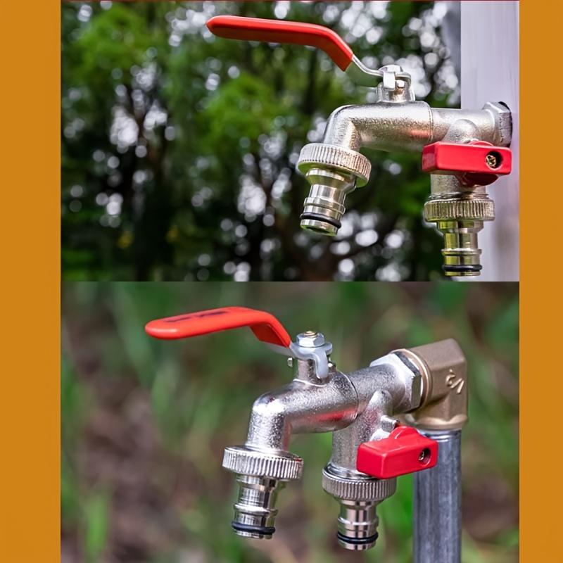 🚰 FLASH-TILBUD: 50 % RABAT! ⚙️ Universel havehane i rustfrit stål med to udløb – separate ventiler, robust og nem at montere 🚰