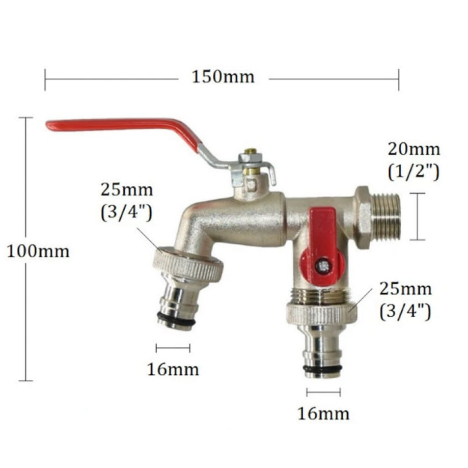 🚰 FLASH-TILBUD: 50 % RABAT! ⚙️ Universel havehane i rustfrit stål med to udløb – separate ventiler, robust og nem at montere 🚰
