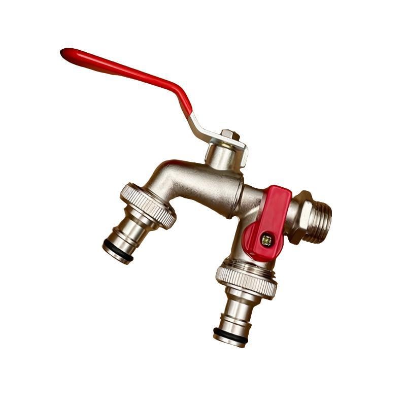 🚰 FLASH-TILBUD: 50 % RABAT! ⚙️ Universel havehane i rustfrit stål med to udløb – separate ventiler, robust og nem at montere 🚰