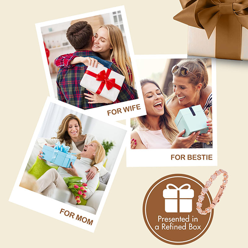 Kvinders blændende hjerteformede magnetiske kobberarmbånd