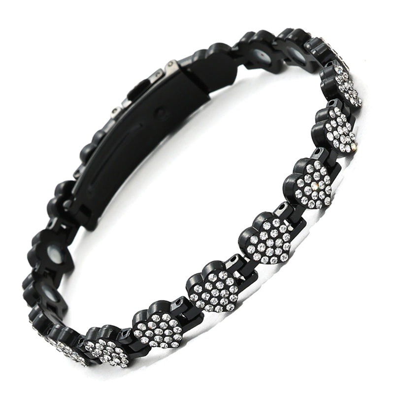 Kvinders blændende hjerteformede magnetiske kobberarmbånd