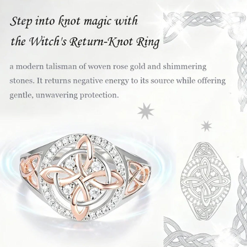 Elegant tofarvet ring med keltisk knude og zirkonia