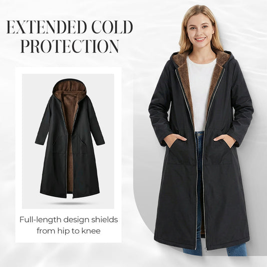 Godt nytår! 🎊⏰ Lang vintageparka til kvinder med behageligt for og hætte.