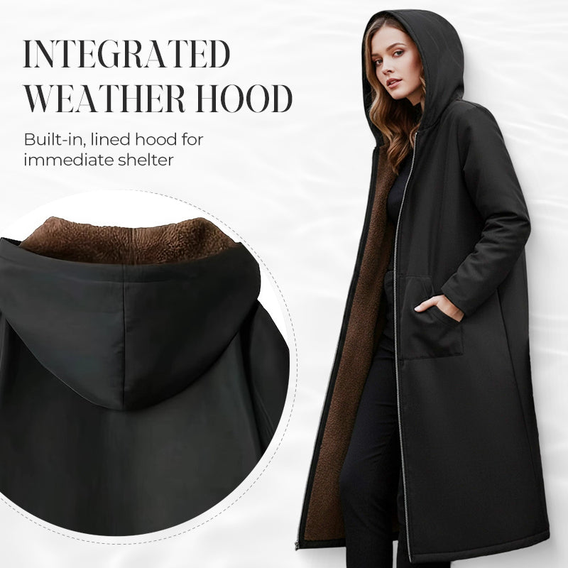 Godt nytår! 🎊⏰ Lang vintageparka til kvinder med behageligt for og hætte.